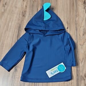 Carter’s Kids Hooded Swim Top - Navy with Teal Fin 0-3 Months
